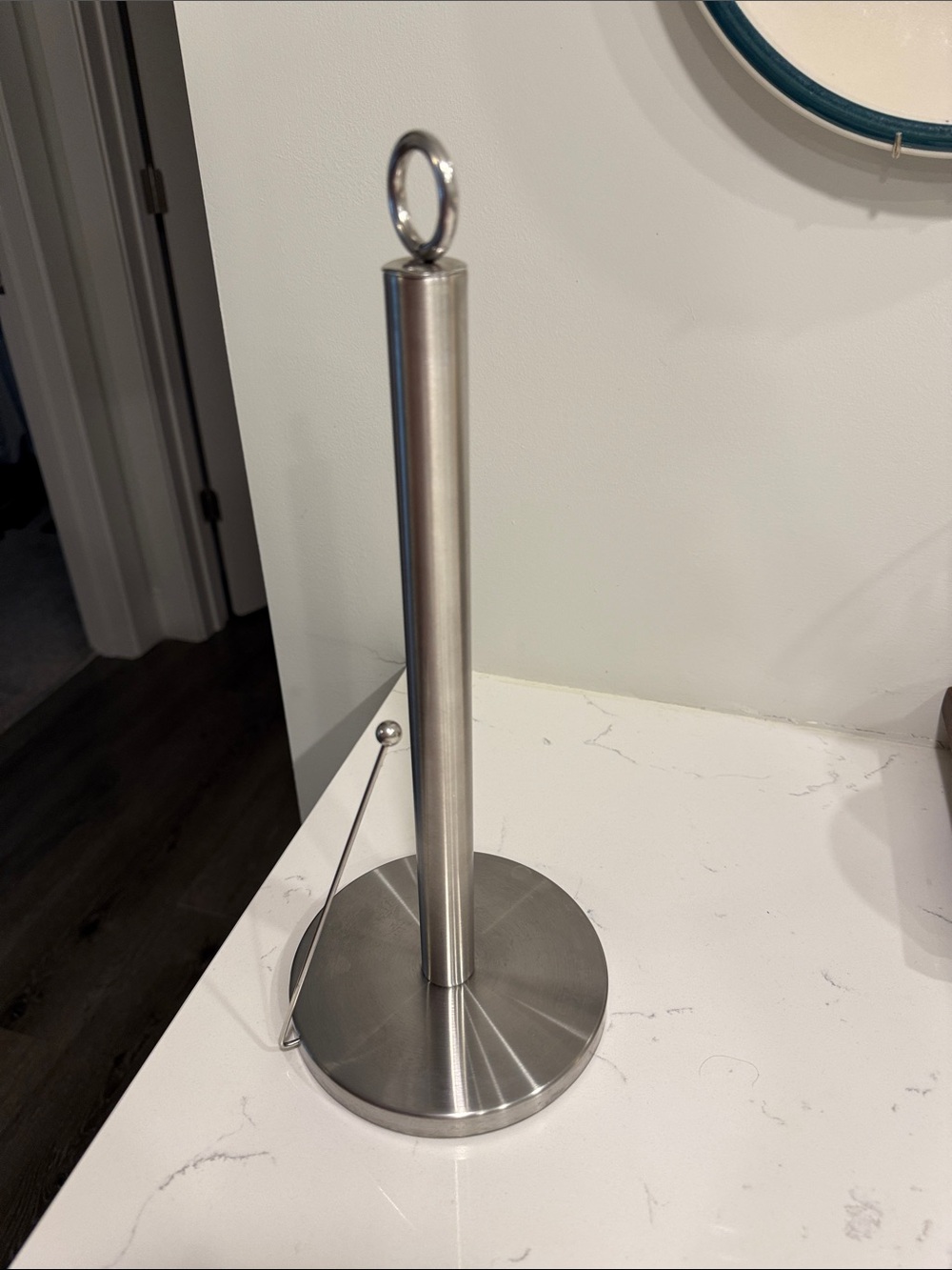 Stainless Steel Paper Towel Holder — Brushed Silver